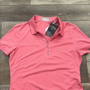 Callaway Pink Golf Zip-Up Polo Shirt NWT